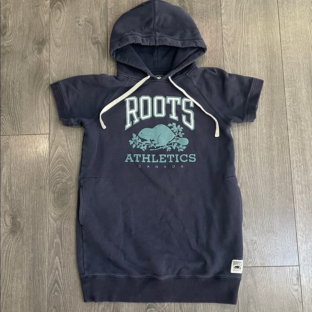 Roots Canada Cabin Hoodie  front side Pockets Cotton sweatshirt shortsleeved